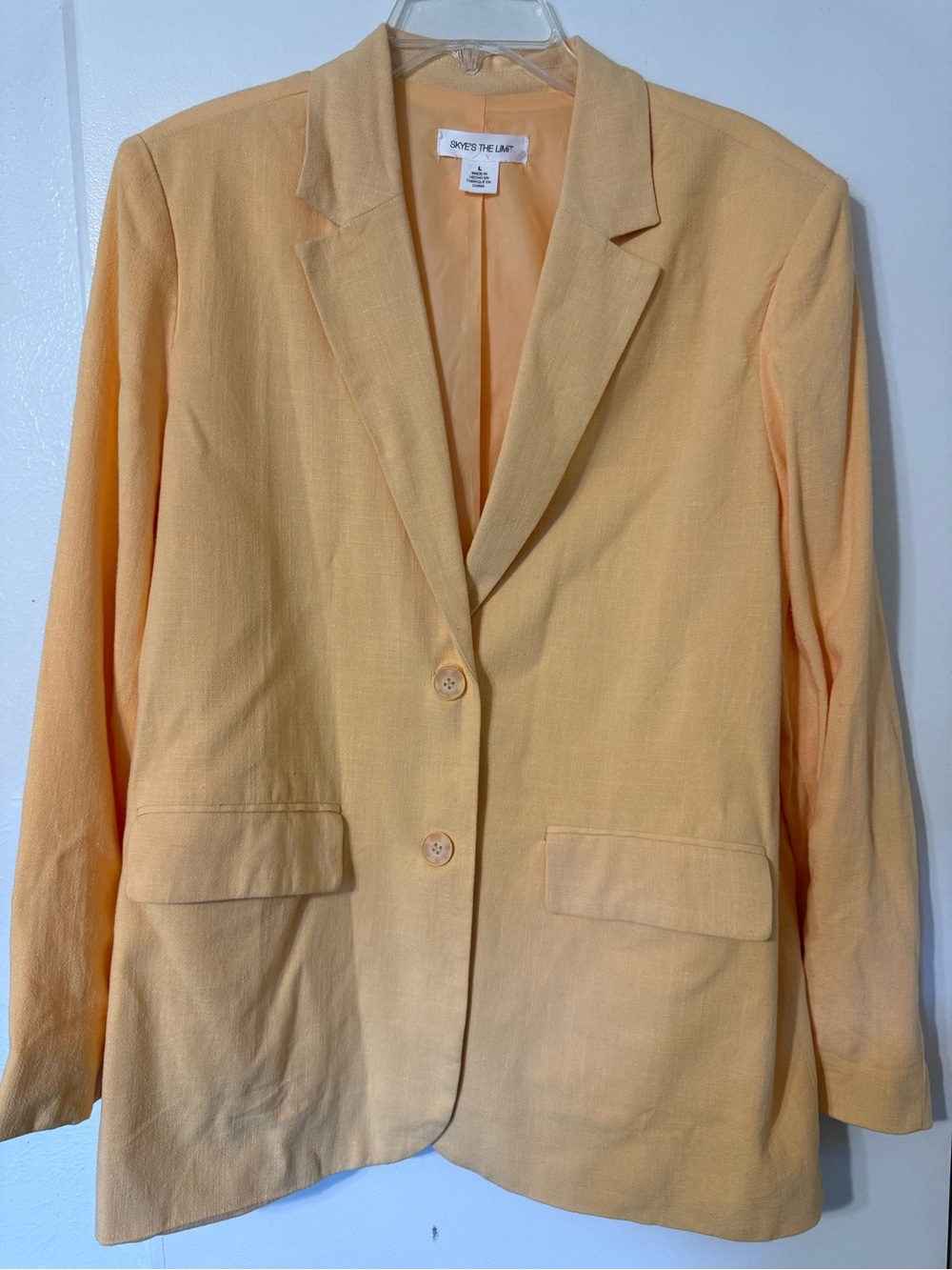 Skye's the Limit orange peach linen-blend blazer jacket Size L